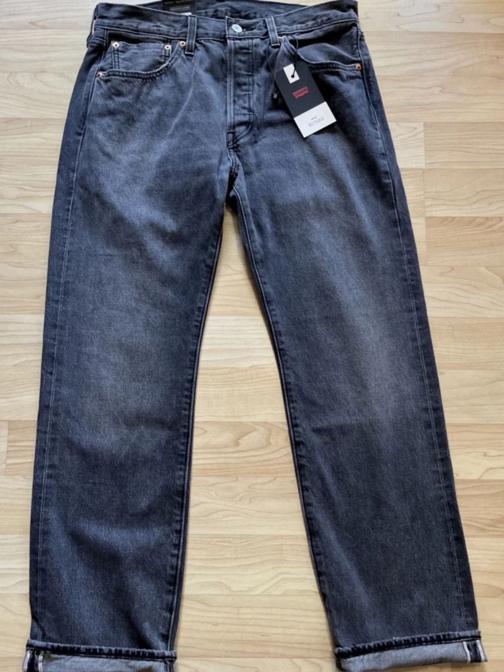 Levi's 501 Selvedge Original Straight Leg Jeans Men's 32x30 Gray Big E